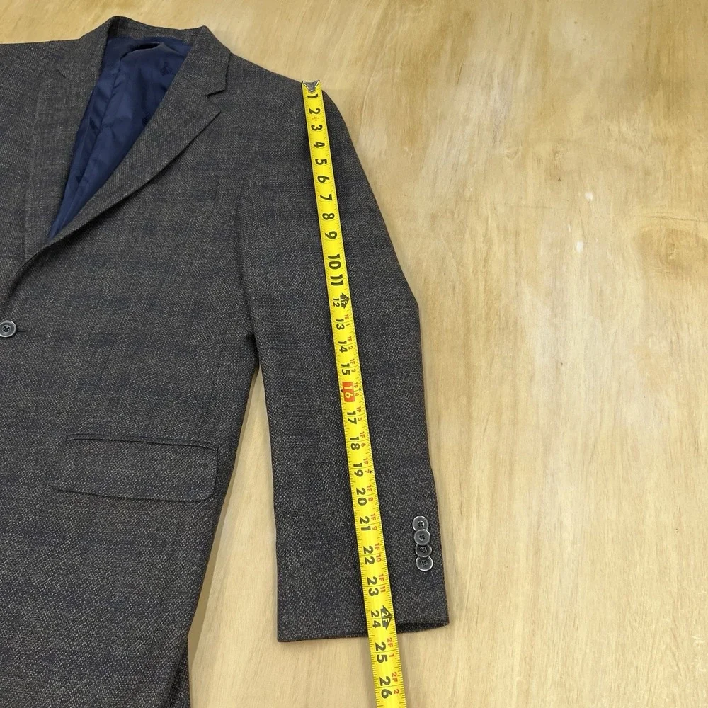 Jos A Bank Soft Knit Blazer Mens 40R Tailored Fit Wool Blend Stretch Brown/Navy